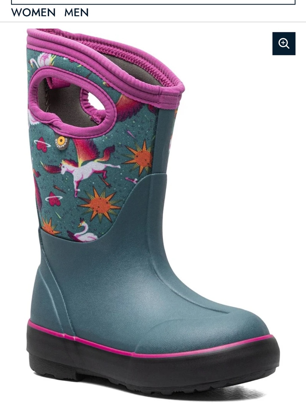 Bogs Pegasus Waterproof Rain Boots - Teal & Pink, kids size 12